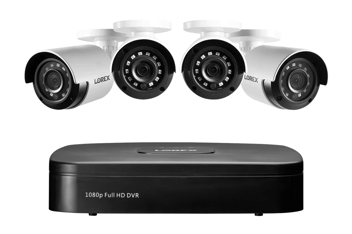 1080p 4-Channel 1TB Wired DVR System with 4 Cameras