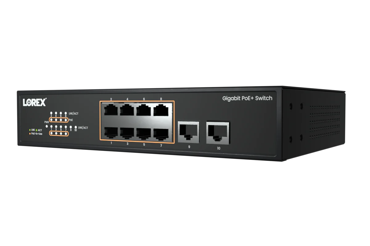 Lorex 8-Port Ethernet Gigabit Ethernet PoE+ Unmanaged Switch with 120W PoE Budget