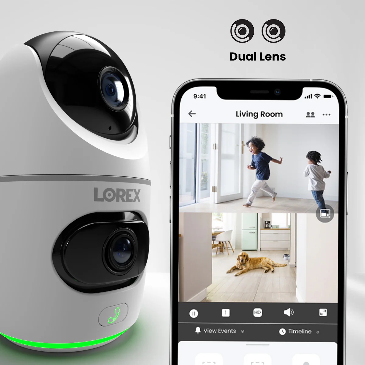 Lorex 2K Dual Lens Indoor Pan-Tilt Wi-Fi Security Camera (32GB) - Open Box - Image 3