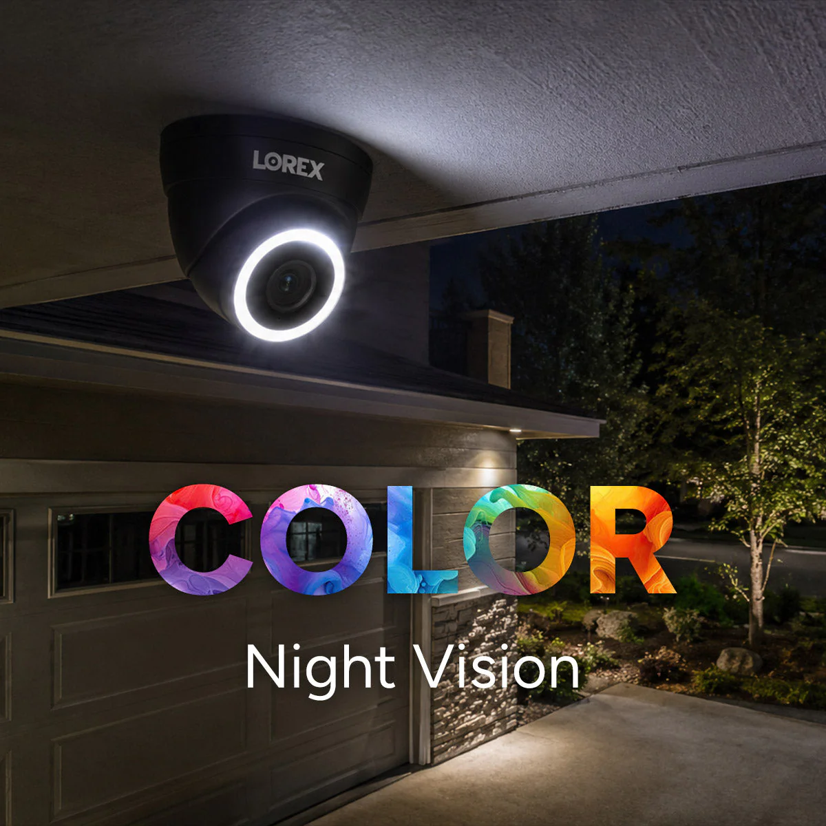 Lorex Connect V3 4K Wired PoE Turret Camera with Smart Security Lighting - White/Black - Image 3