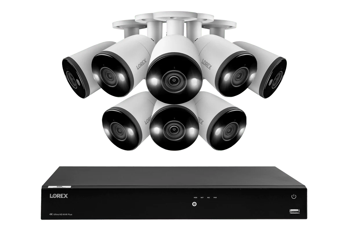 Lorex Fusion 4K (16 Camera Capable) 3TB Wired NVR System with 8 Bullet Cameras Featuring Smart Deterrence and 2-Way Talk - Amazon
