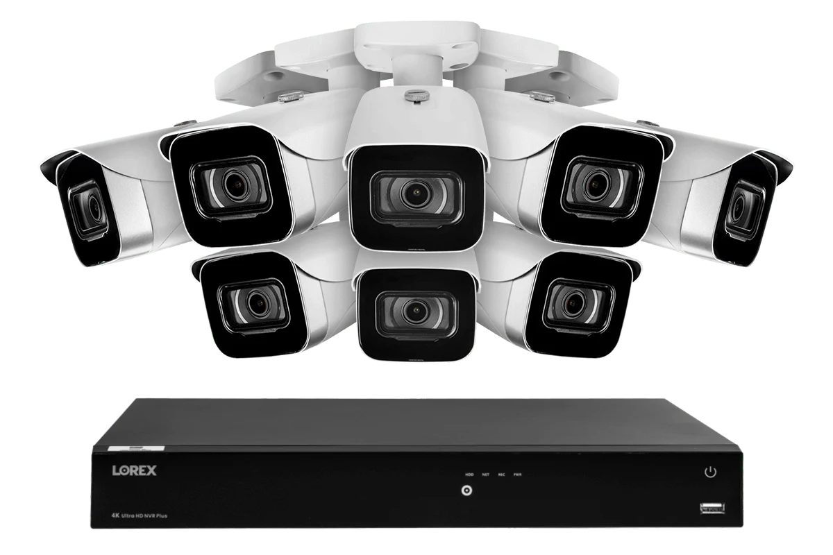 Lorex Fusion 4K (16 Camera Capable) 4TB Wired NVR System with Eight IP Bullet Cameras