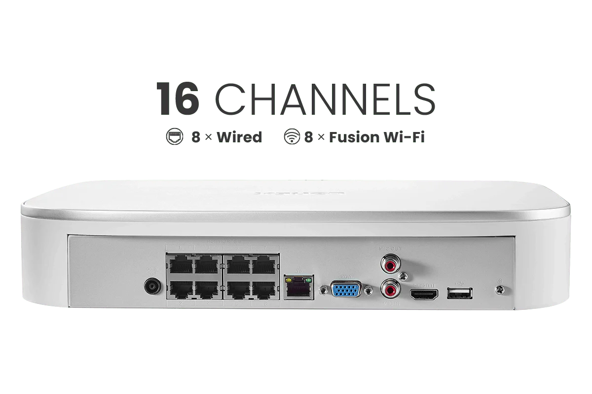 Lorex Fusion 4K 16 Camera Capable (8 Wired and 8 Wi-Fi) 2TB Wired NVR System with 4 Bullet Cameras Featuring Smart Security Lighting - Image 2