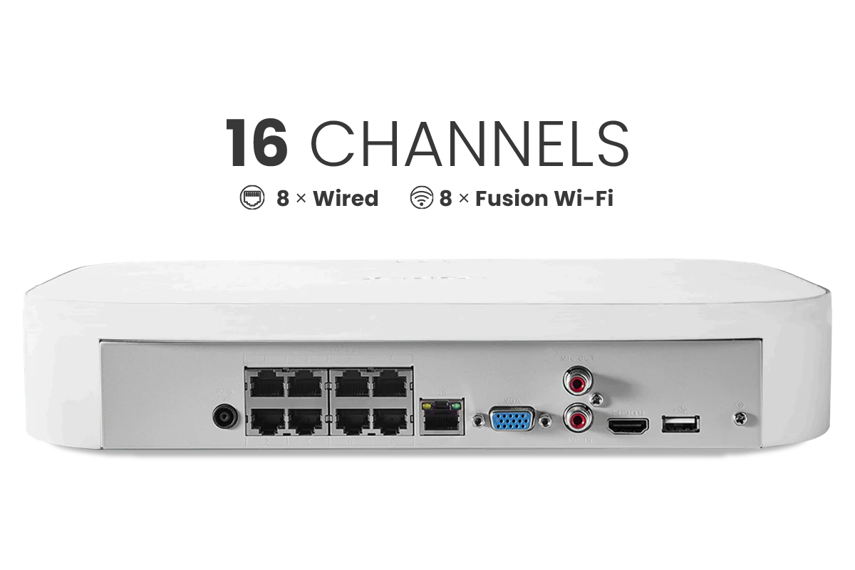 Lorex Fusion 4K 16 Camera Capable (8 Wired + 8 Fusion Wi-Fi) 2TB Wired NVR System with IP Bullet Cameras Featuring Smart Security Lighting - Image 2