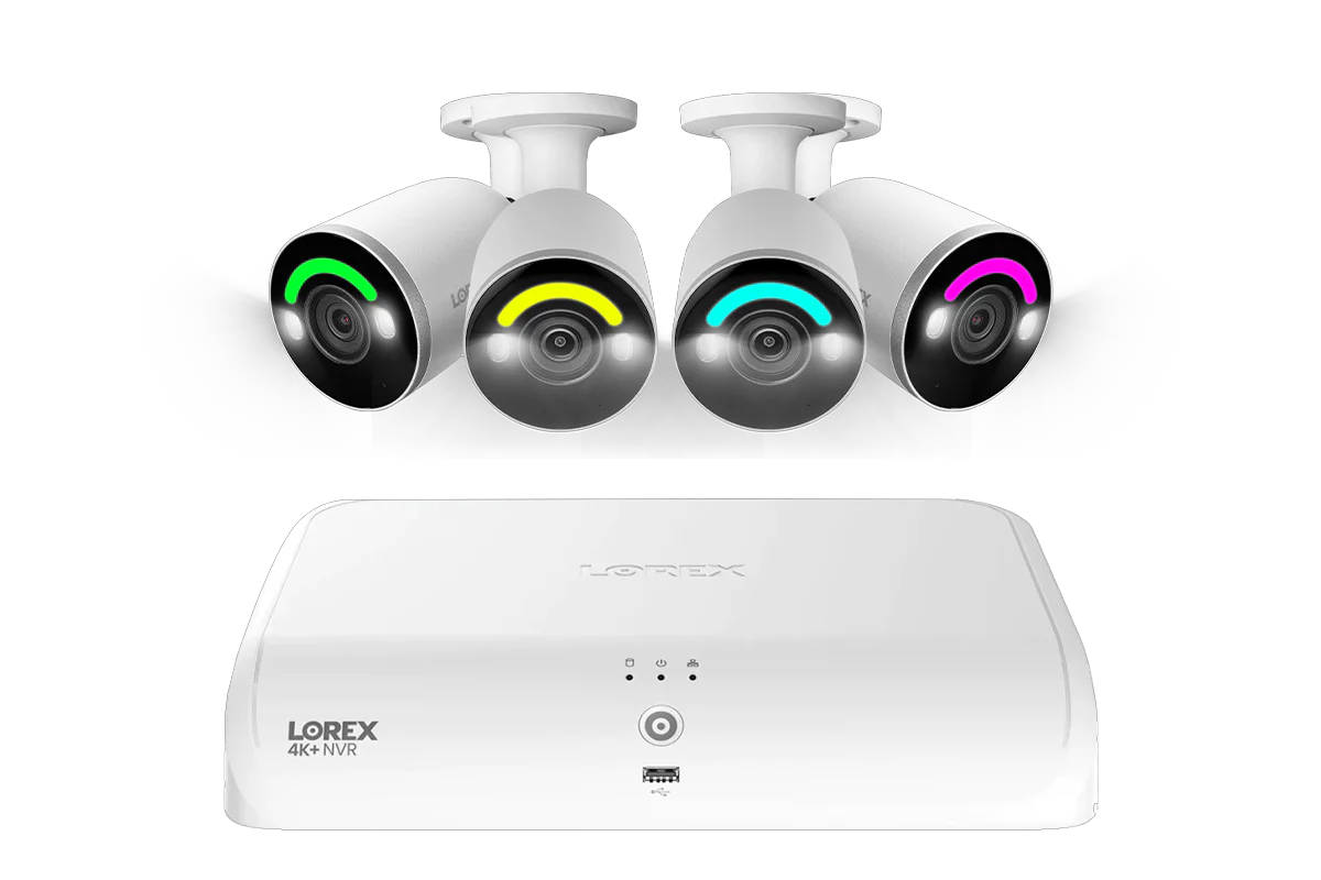 Lorex 4K Fusion 2TB Wired NVR System with 4K IP Bullet Smart Security Lighting Cameras